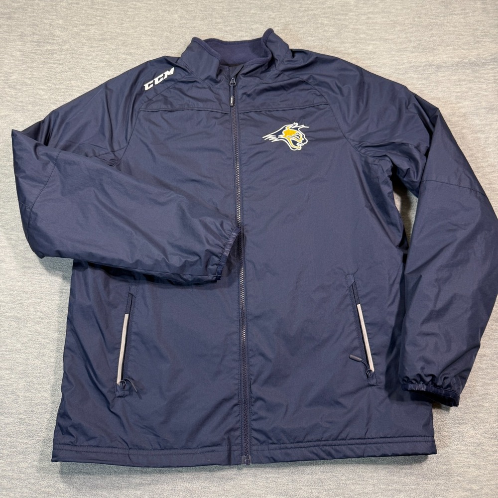 CCM Tactical Degree Men's Hockey Jacket M Navy Blue Full Zip Windbreaker Embroid